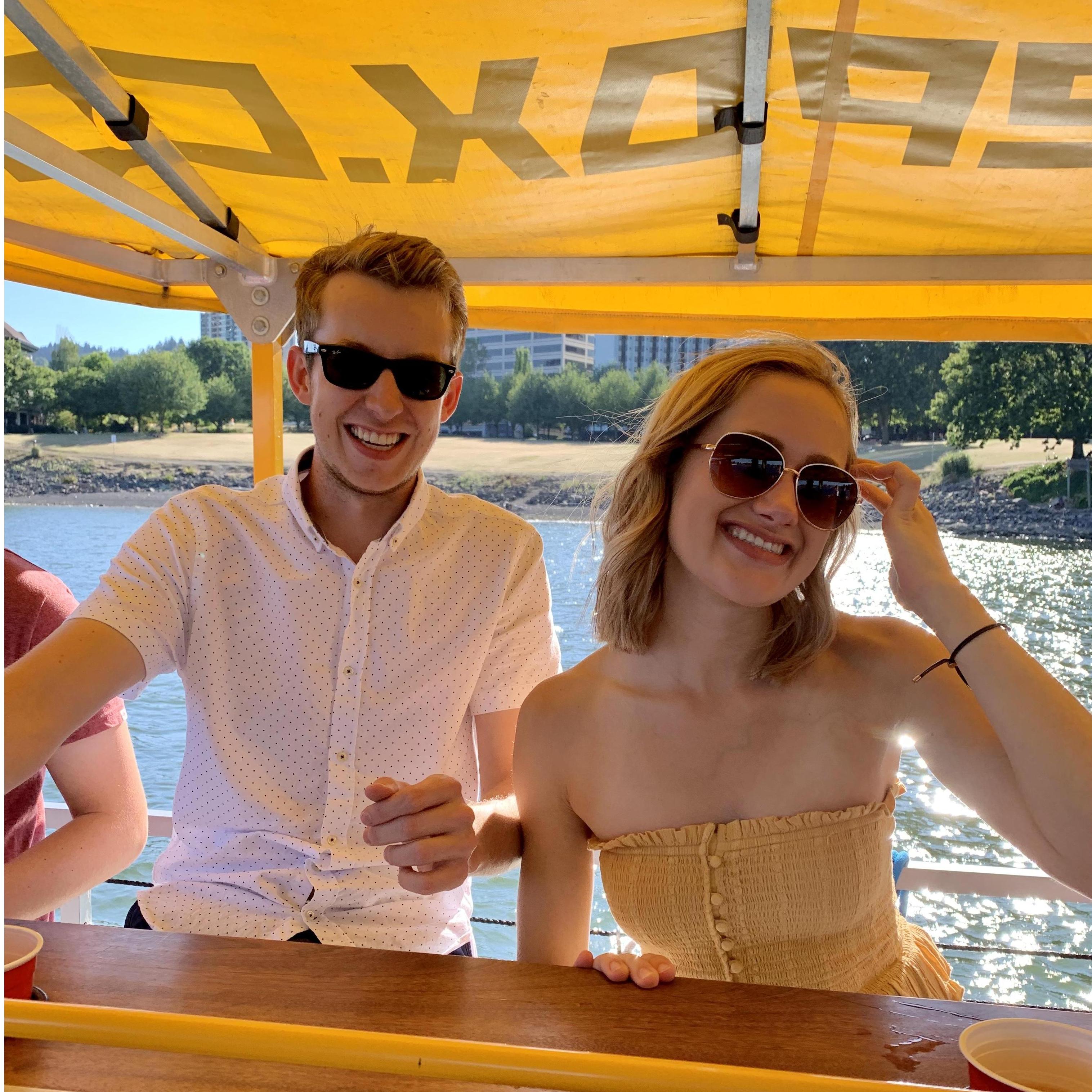 Arek and Lauren having some fun in the sun with good friends on the Willamette River in Portland, OR in July 2019!