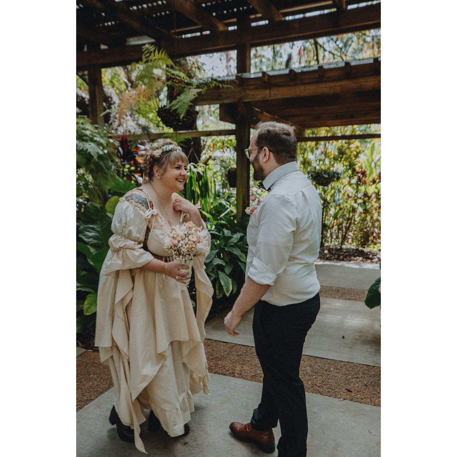 Our first look! Fun fact! I was supposed to have a wedding dress, so he was very surprised to see me not in one!