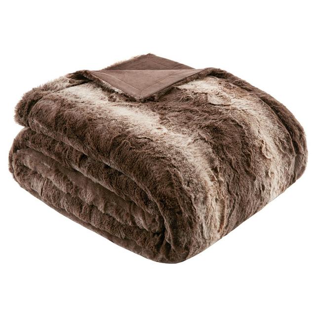 Faux Tip Fur Oversized Bed Throw (80"x96")Chocolate
