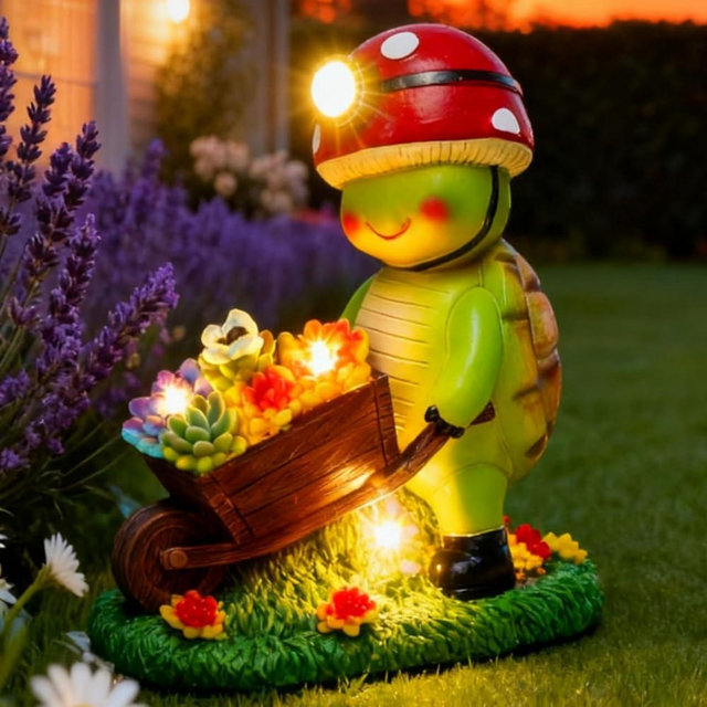 SunGlee Solar Light Turtle Outdoor Garden, Turtle Solar Light for Outdoors Yard Patio Decor 4 LED Sun Powered Outsides Turtles Decor Light Up Garden Statue Gardening Gift for Women Mother Decoration