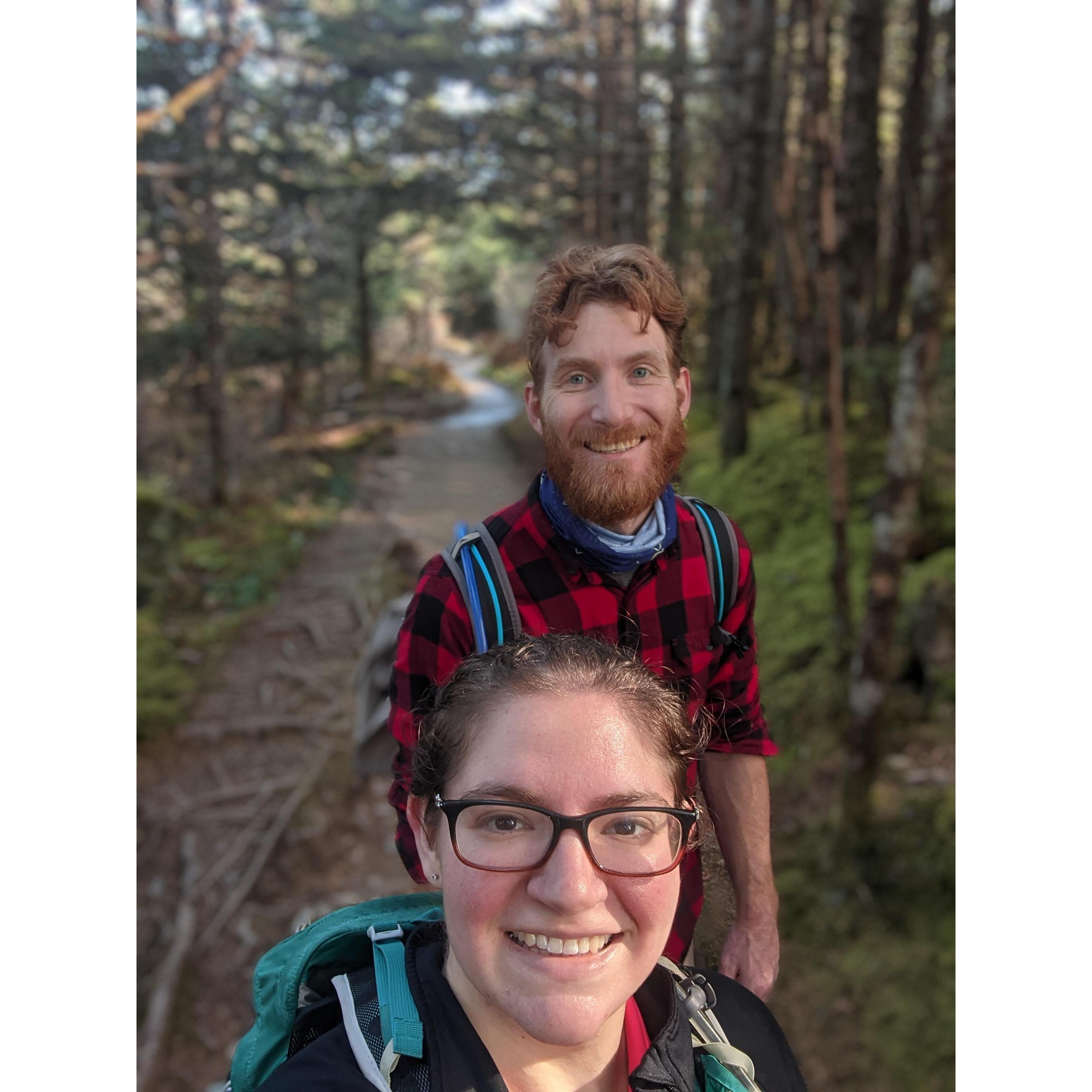 Hiking Mount LeConte in the Great Smoky Mountains, Tennessee.