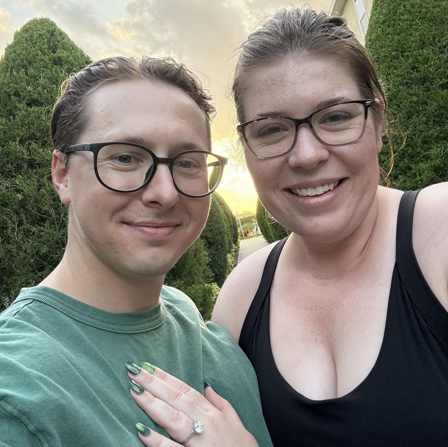 Celebratory post-engagement walk in our favorite neighborhood spot