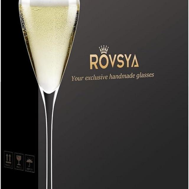 OJA Champagne Flutes Glasses Set of 2, Hand Blown Crystal Wedding Flutes Glass, Ideal for Weddings, Anniversaries, Christmas, Special Days, 10.5 inch, 7.5 oz, Clear