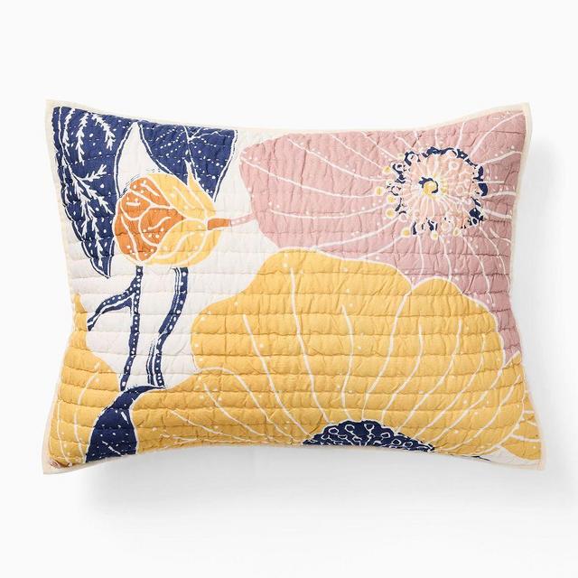Poppy Floral King Sham, Horseradish