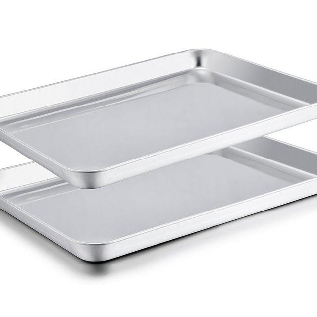 TeamFar Baking Sheet Set of 2, Stainless Steel Baking Pans Tray Cookie Sheet, Non Toxic & Healthy, Mirror Finish & Rust Free, Easy Clean & Dishwasher Safe