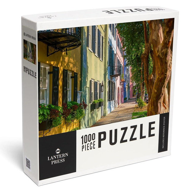 Charleston South Carolina Puzzle – Rainbow Row, 1000 Piece Jigsaw Puzzle for Adults, Charleston SC Landscape Puzzle, Historic Boardwalk & Coastal Scene, Made in USA by Lantern Press