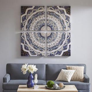 4-Piece Boho Medallion Gel Coat Canvas Set