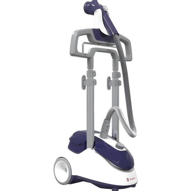 SINGER SteamWorks Pro 2.0 (1500W) | Standing Steamer for Clothes | 4 Steam Settings, Strong Penetrating Steam, 45 Second Heat-up & 2.5l Tank Capacity for Wrinkle-Free Results | White/Blue