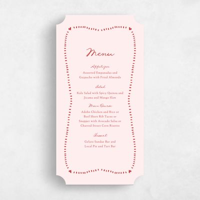 Pink Ticket Wedding Menu - Jemima