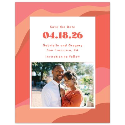 Bright Coral, Pink Wedding Digital Save the Date - Laula Photo