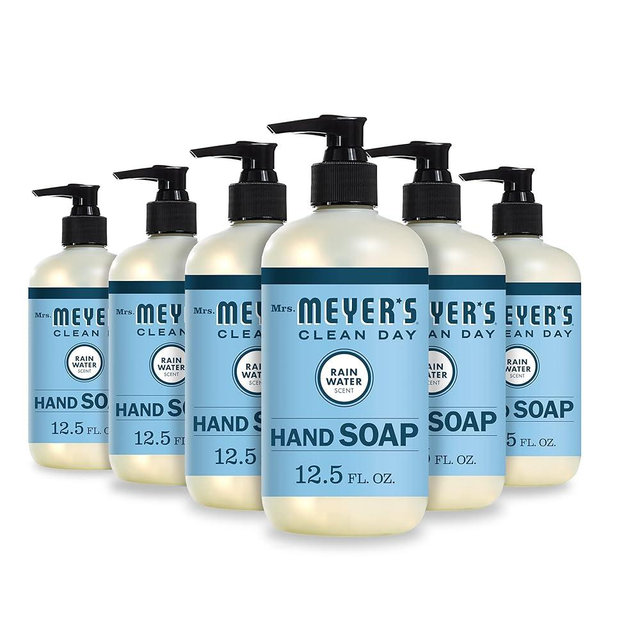 MRS. MEYER'S CLEAN DAY Hand Soap, Made with Essential Oils, Rain Water, 12.5 fl. oz - Pack of 6