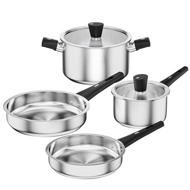 6-Piece Pots and Pans Set, Stainless Steel Cookware Set with Stay-Cool Handles, Kitchen Utensils Set, Non-Toxic Cooking Set, Dishwasher Safe & All Stovetops (Gas, Electric & Induction)