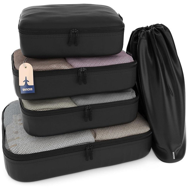 Shacke 5 Set Packing Cubes for Travel Lightweight Luggage Organizer (Air Black)
