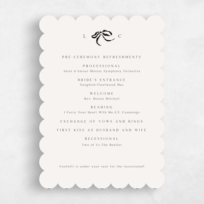 Beige Scalloped Wedding Program - Quinn