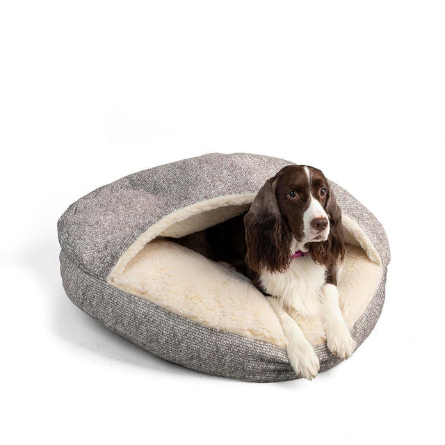 Snoozer Luxury Cozy Cave Dog Bed - Indoor Dog Bed with Cover Cave, Covered Calming Burrow for Medium & Large Sized Pets with Blanket Attached, Enclosed, Washable - XL, Merlin Linen