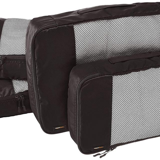 AmazonBasics 4-Piece Packing Cube Set - 2 Medium and 2 Large, Black