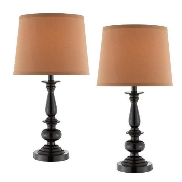 Catalina Lighting 18842-002 Traditional 2-Piece Matching Trophy Table Lamp Set with Coffee Silken Shades, 22.25, Classic Oil Rubbed Bronze