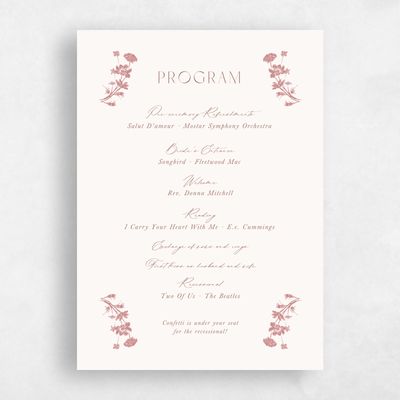 Deep Blush, Pink Wedding Program - Dianora