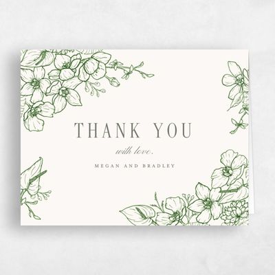 Dark Green Wedding Thank You - Painaa Landscape