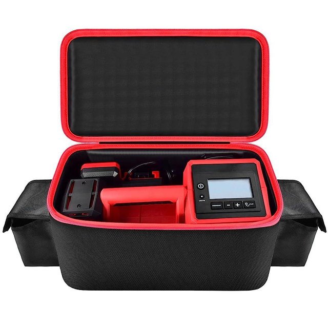 Air Compressor Bag Compatible with Milwaukee M18 Inflator 2848-20, Air Pump Carrying Box for Milwaukee Tools,Storage Holder for 18V 3.0/4.0/5.0/6.0/6.5/7.0/8.0/9.0Ah Battery (Case Only)-Black