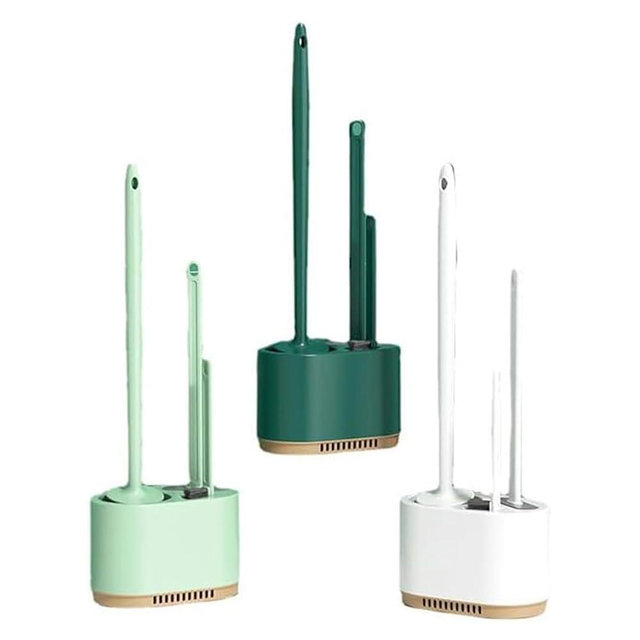 NOLLAM Bathroom 3 in 1 Toilet Brush and Plunger Set 1PC Bristles Toilet Brush and Holder Suitable for Bathroom Toilet Cleaning Toilet Bowl Scrubber, White