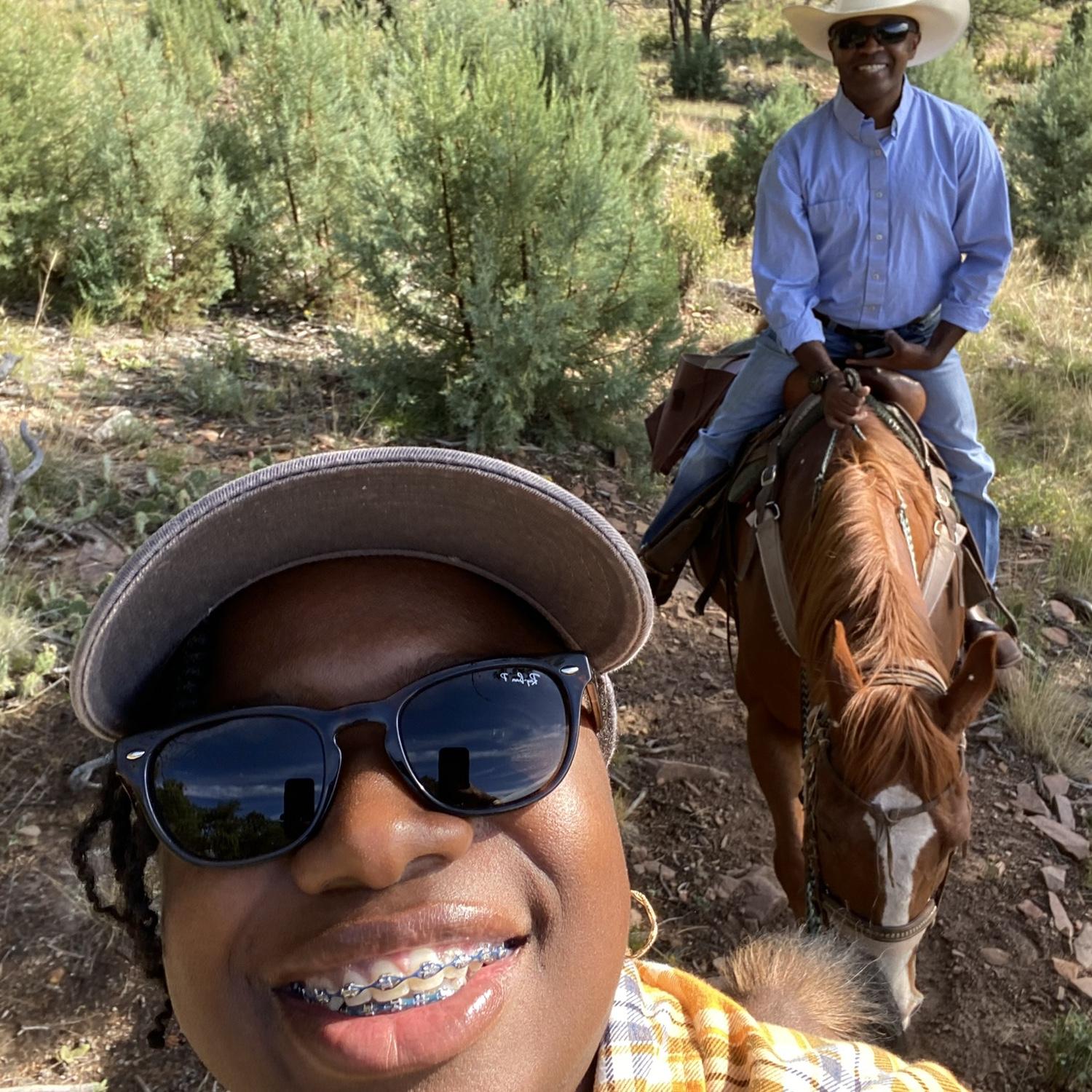 Horseback riding in the mountains near Cedar Crest. Terry loves horses!