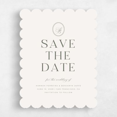 Green Scalloped Wedding Save the Date - St Anne Type