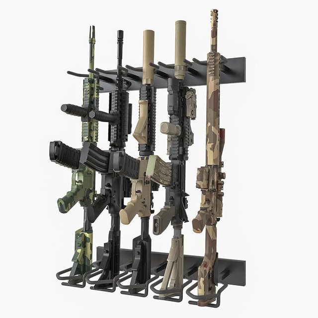 OSIEWEN Gun Rack Wall Mount, Indoor Gun Rack for Wall, Heavy Duty Steel Vertical Rifle Rack, Securely Display Shotgun & Rifle for Home Garage Office or Retail