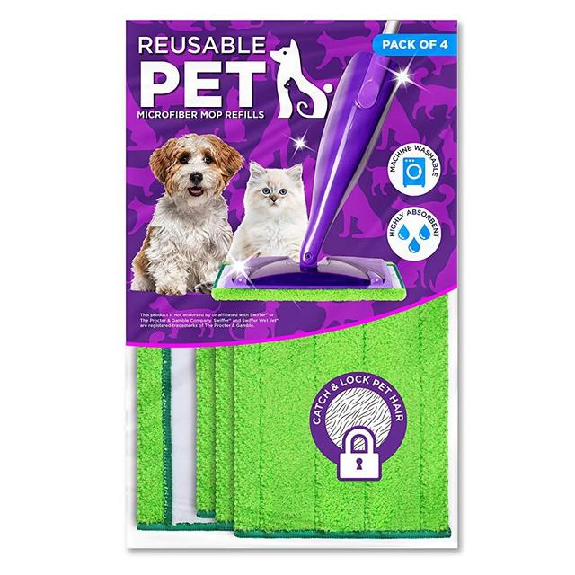 VanDuck Microfiber Mop Pads for Pet Compatible with Swiffer Wet Jet, 4-Pack