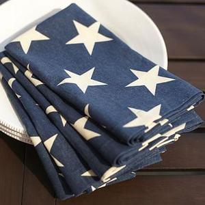 American Flag Star Dinner Napkin, 20", Set of 4, Blue