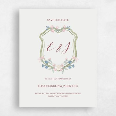 Burgundy, Red Wedding Save the Date - Wilbur Stamp