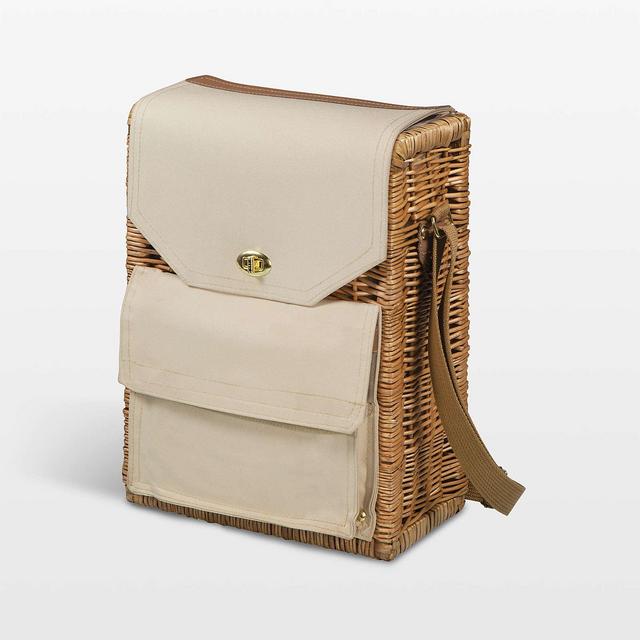 Corsica Tan Woven Wine & Cheese Outdoor Picnic Basket