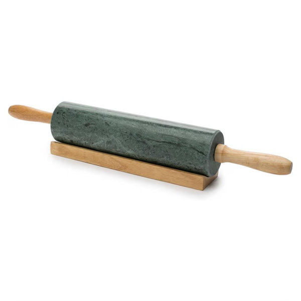 Fox Run Marble Rolling Pin and Base, Green 2.5 x 18 x 3 inches
