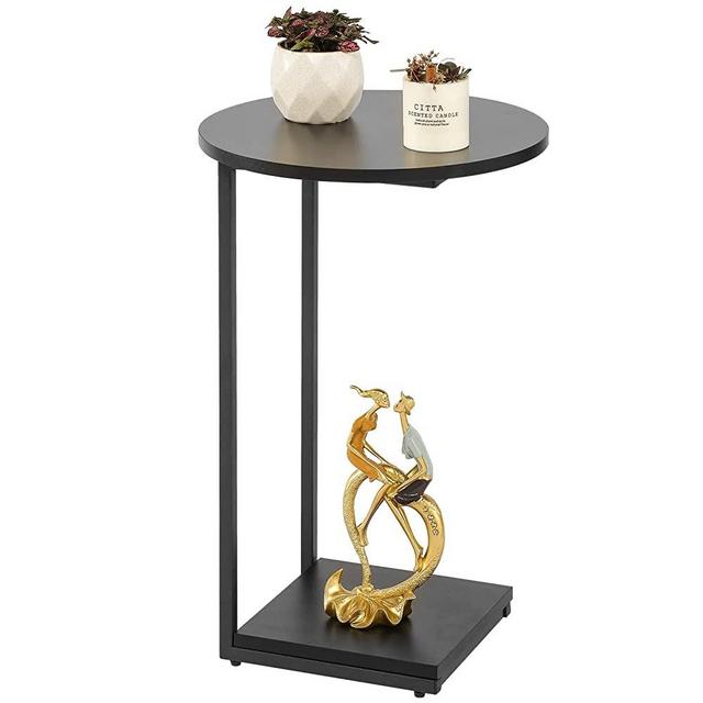 End Table, C-Shaped Coffee Table for Sofa,Sofa Side Table,Bedside Table .(Black)