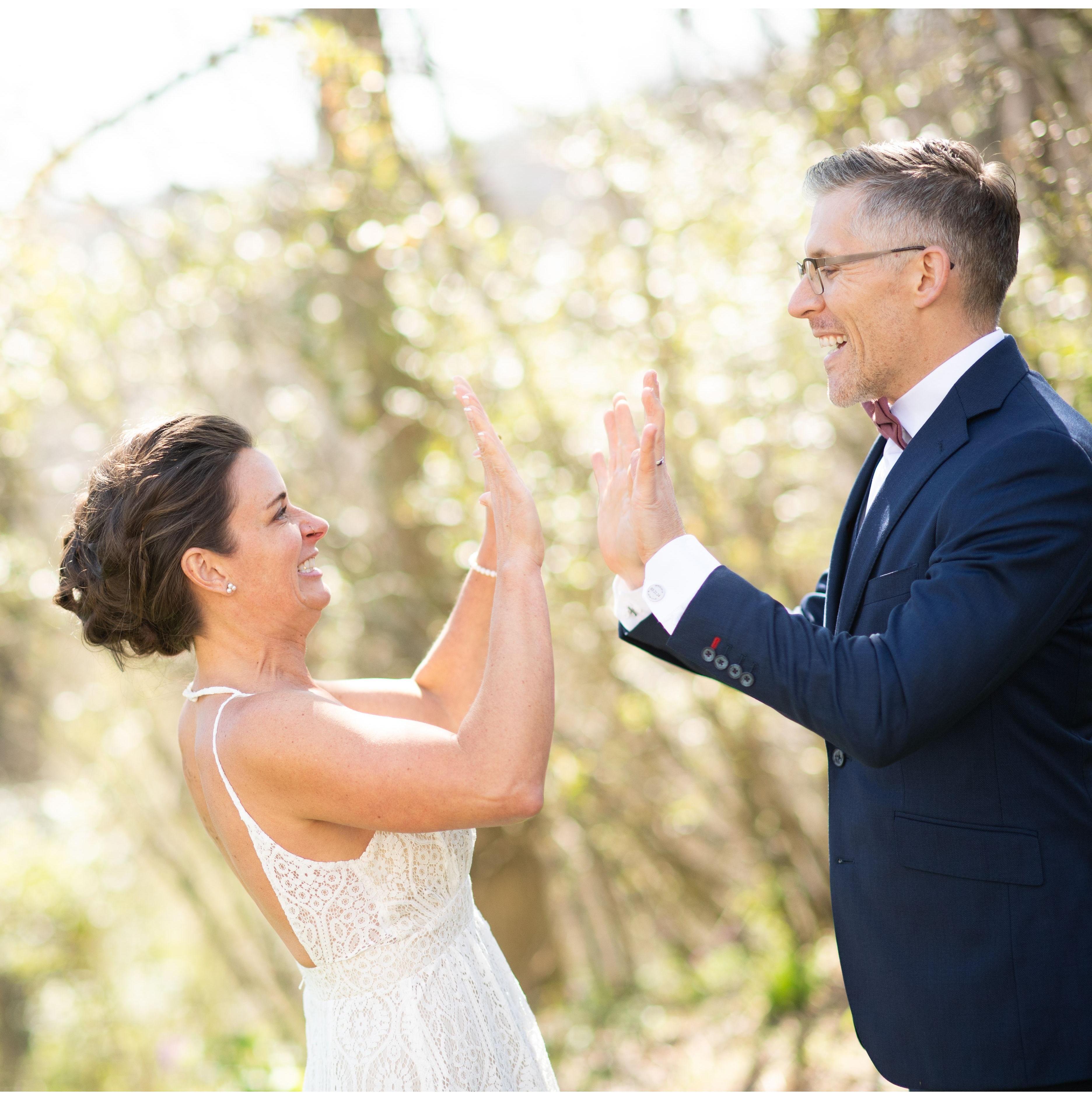 Who doesn't high-five after they get hitched?!