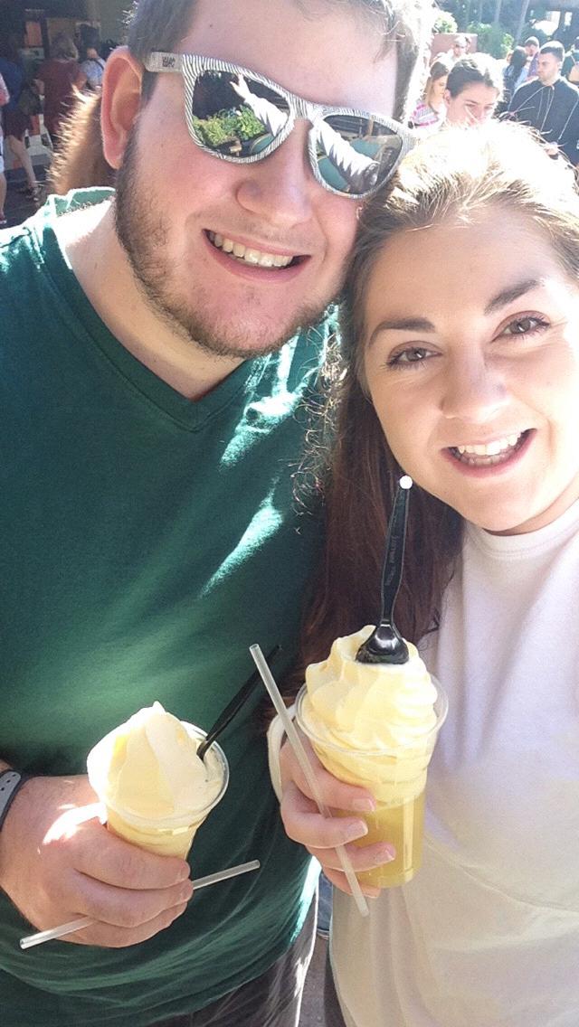Enjoying dole whips (Greg’s favorite!)