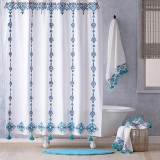 Aloka Embroidered Shower Curtain