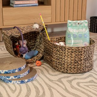 Felix 2-Piece Cat-Shaped Toy Basket