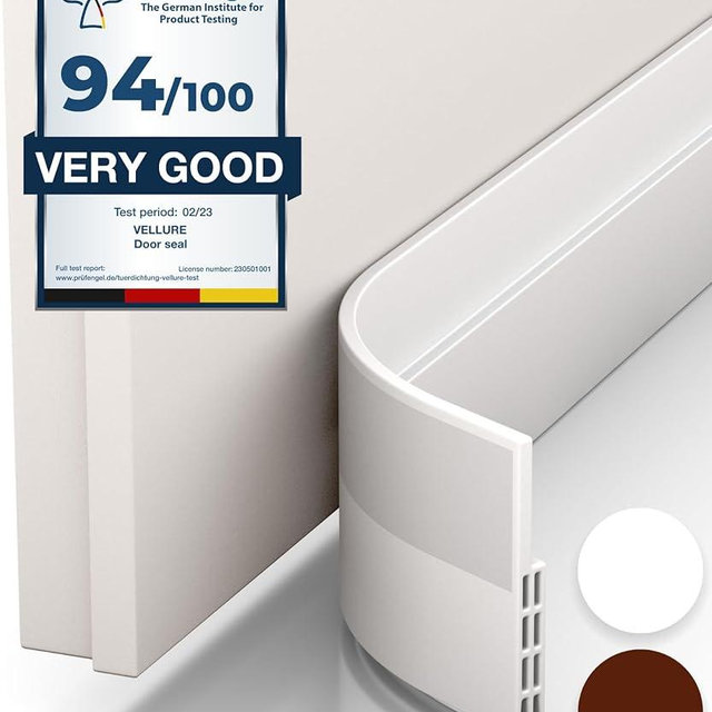 Vellure® Door Draft Stopper for Bottom of Door - Premium Door Sweep for Bottom of Door/Weather Stripping Door Seal (Save Energy – installs Quickly and Easily) Door Strip Ideal for Keeping Out Cold