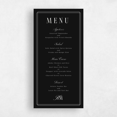 Black Wedding Menu - Mahogany