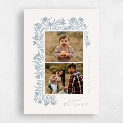 Blue Standard Holiday Card - Sprigs