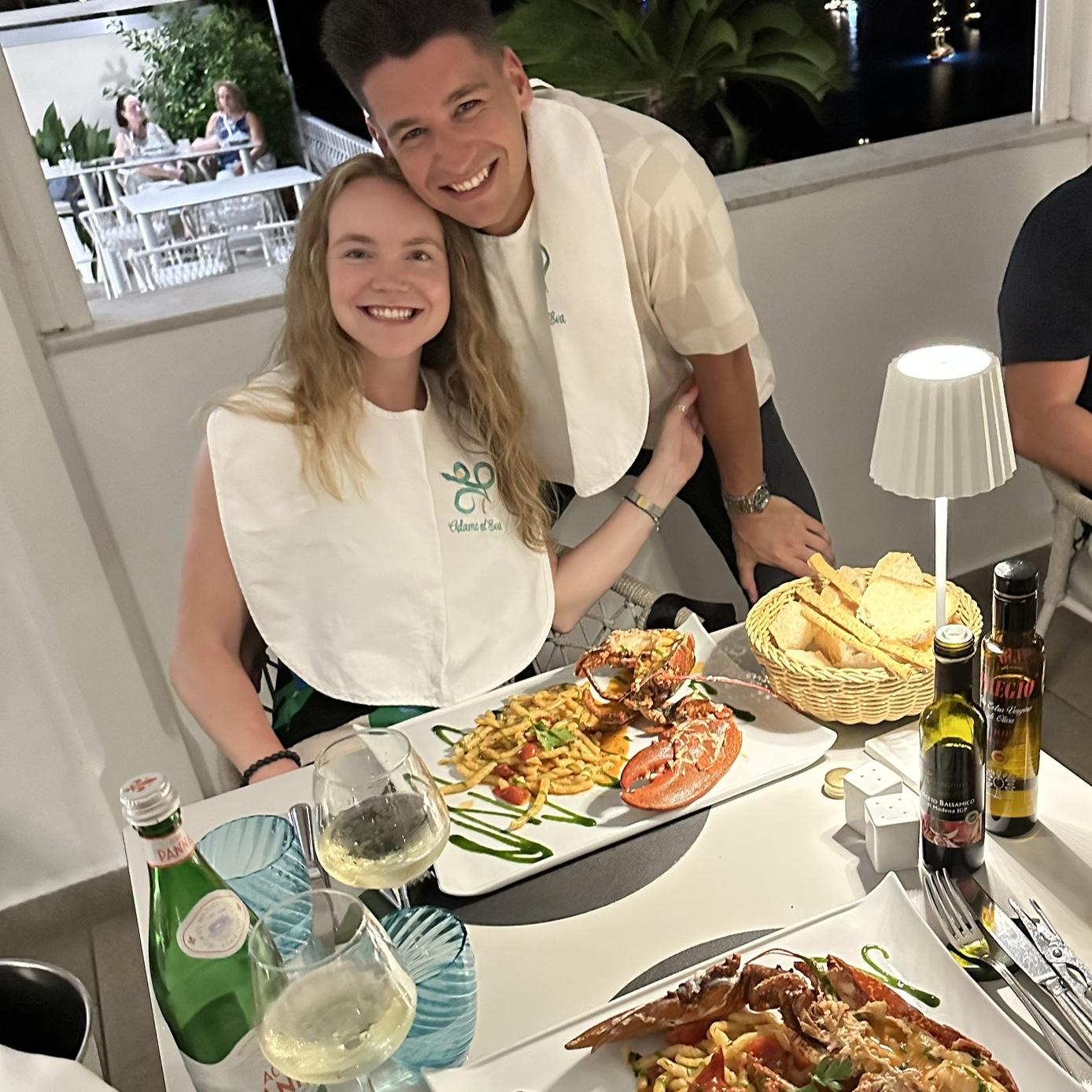 Sharing lobsters in Positano July 2023