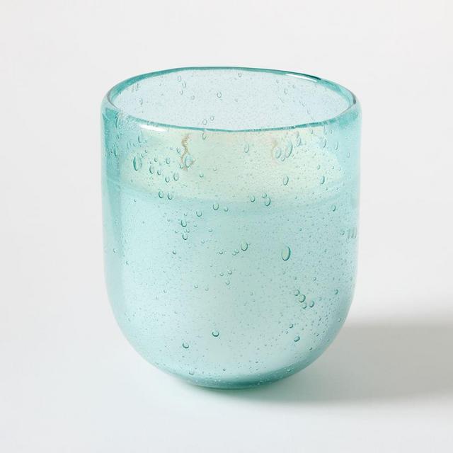 Seaglass Candle Medium Candle 2 Wick - Oceanic 9 Oz - 4.5" Glass Blue