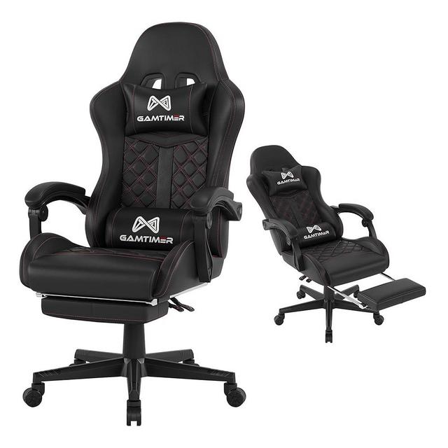 Gamtimer Gaming Chair, 400 lbs Adult Chair, High Back Computer Chair with Footrest and Linked Armrests, Office Video Game Chair with Lumbar Support (Black)