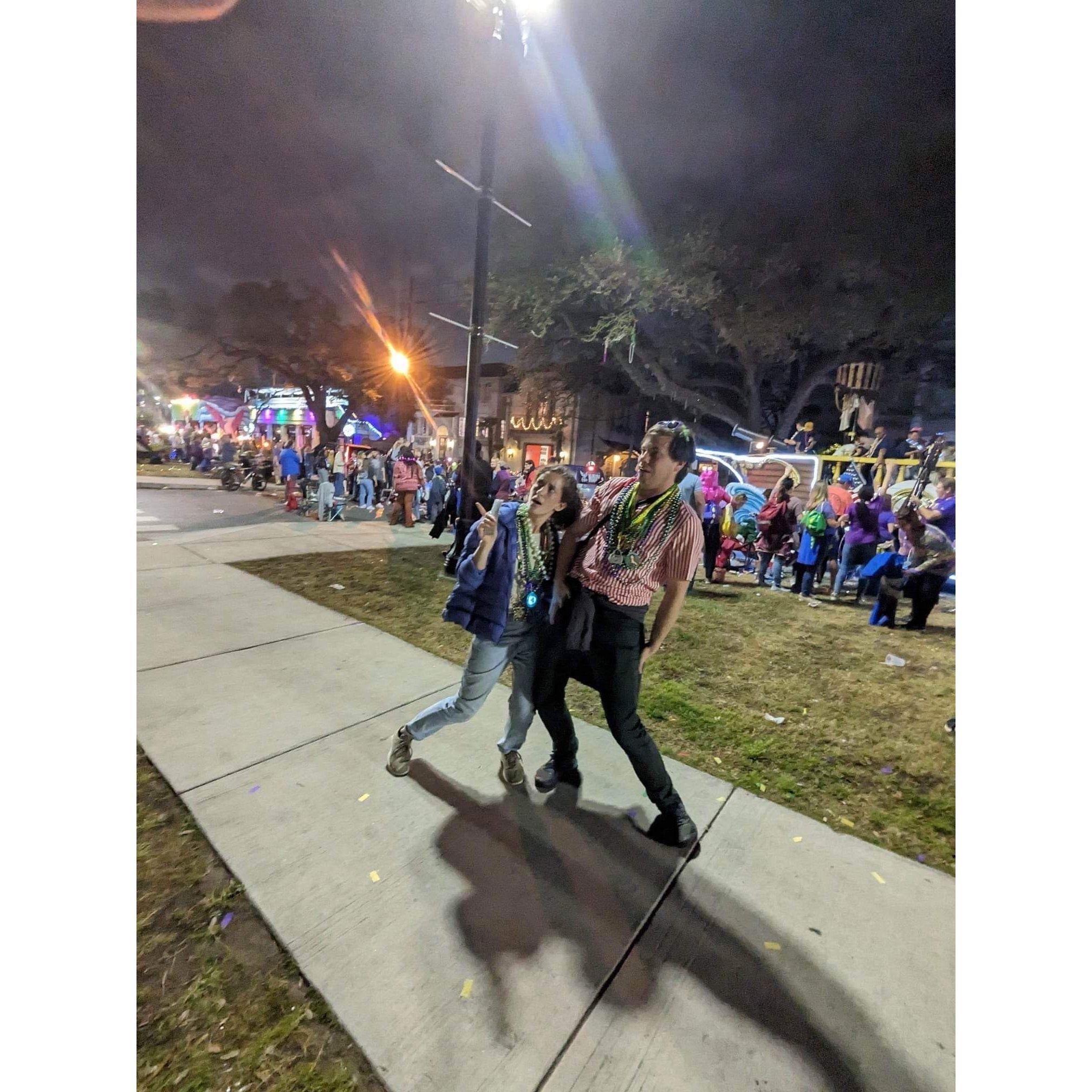 Sarah's first Mardi Gras!