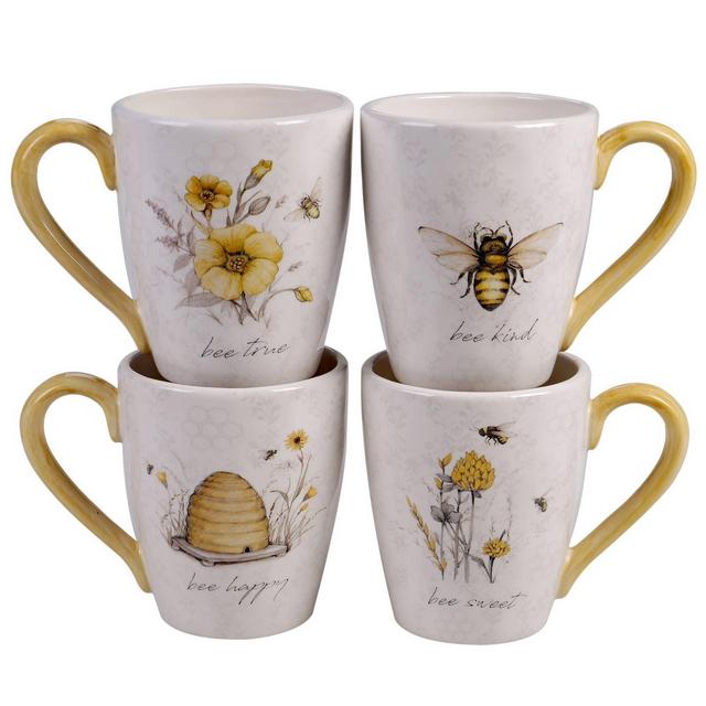 22oz 4pk Earthenware Sweet As A Bee Mugs - Certified International