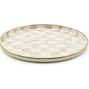 Mocha Check Round Tray