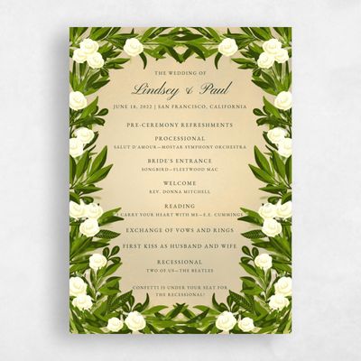 Beige Wedding Program - Marietta