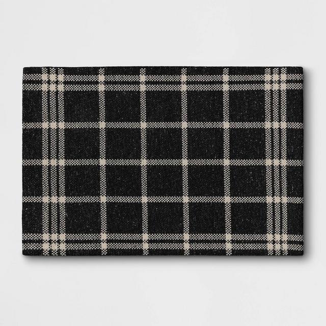 2'x3' Indoor/Outdoor Woven Tapestry Rug Black - Threshold™