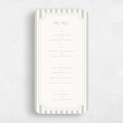 Green Rounded Wedding Menu - Plateau